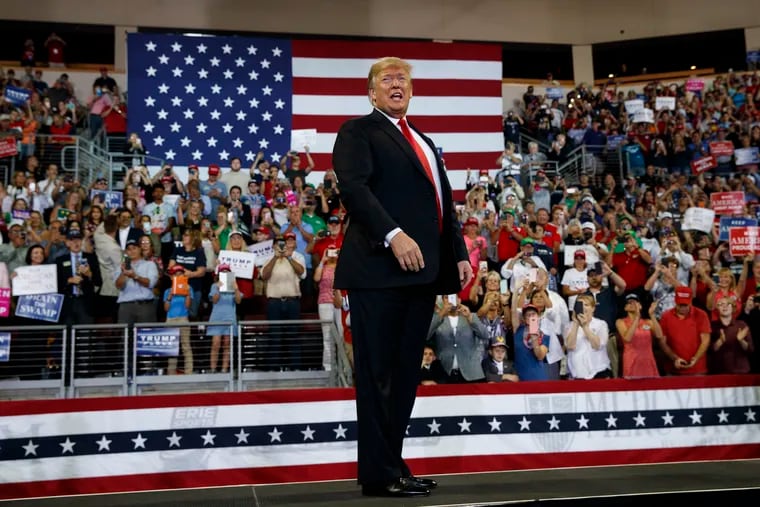 President Donald Trump during a campaign rally in Erie, Pa., on Oct. 10, 2018.