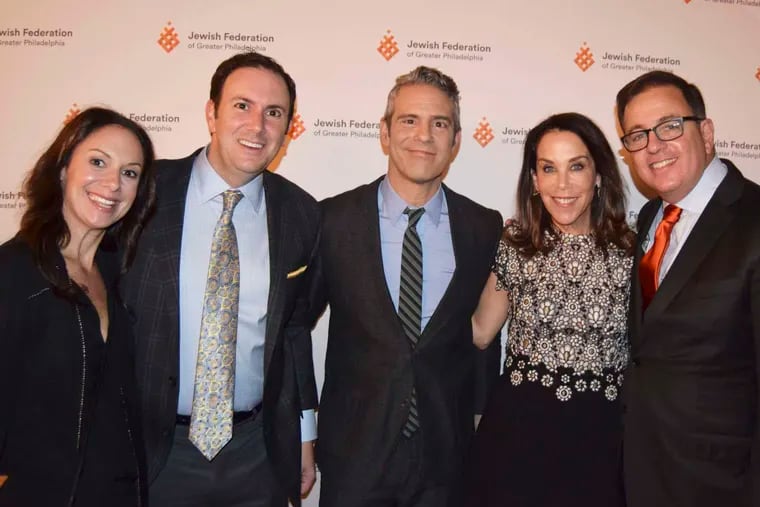 Meredith and Stephen Moss, Andy Cohen (center), and Beth and David Blum at the Jewish Federation of Greater Philadelphia's Main Event at the Please Touch Museum.