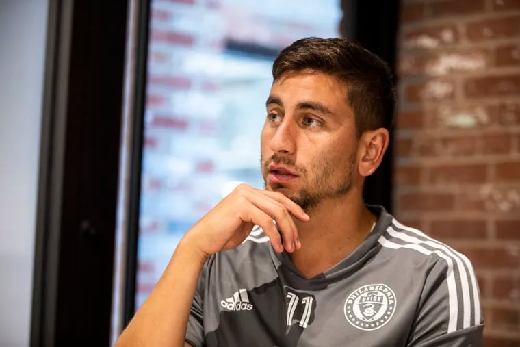 Union captain Alejandro Bedoya during an interview with The Inquirer at the team's practice facility.