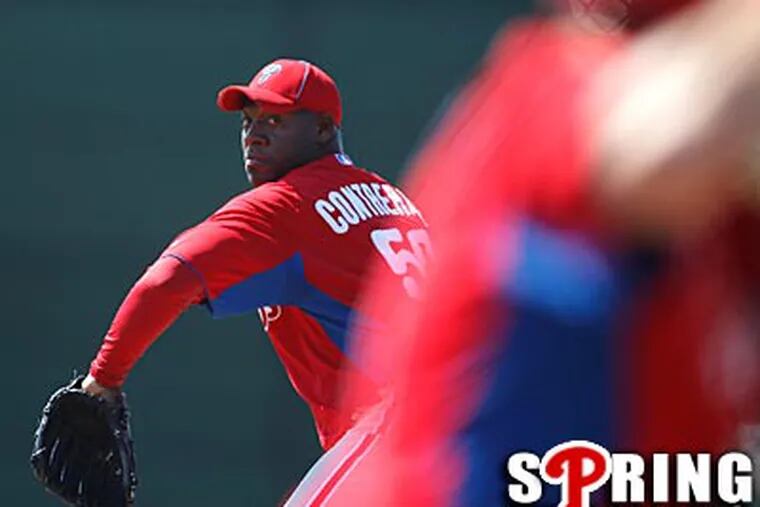Phillies reliever Jose Contreras was limited to 17 games last season because of an elbow injury. (David Maialetti/Staff Photographer)