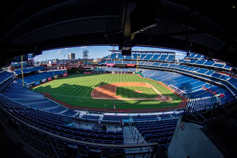 Stadium view of Citizens Bank Park in July 2020. Shadows could be problem at the start or Wednesday's game.