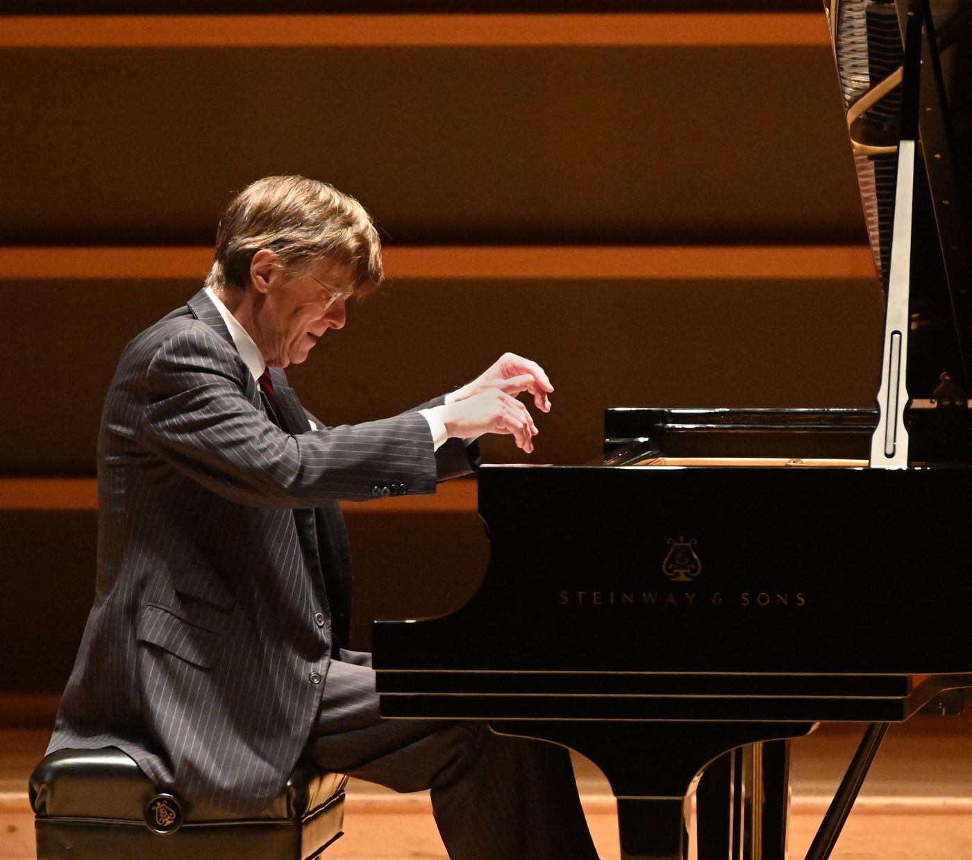 Pianist Peter Serkin performing in January, 2019, at the Perelman Theater.