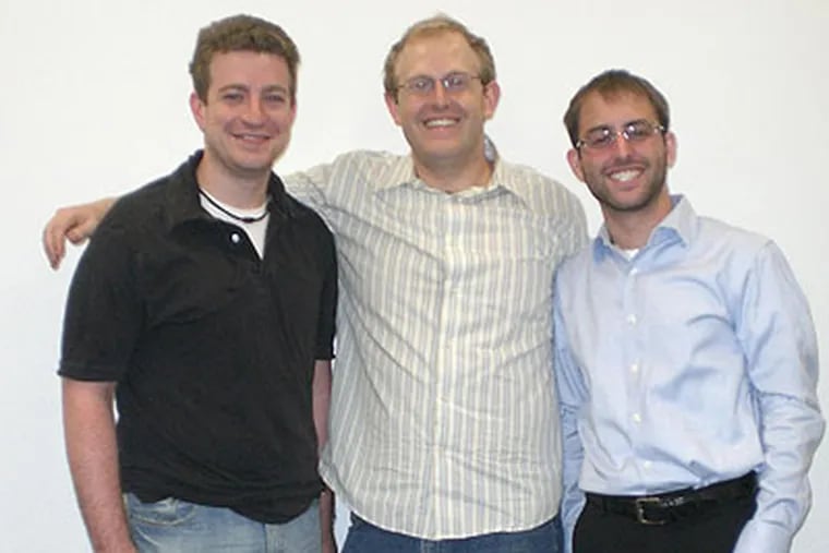 From left, Judah Guber, COO; Steven Wolf, CEO; and Jeremy Gelbart, President, of Ultrinsic.com, which allows students at 30 colleges and universities to bet on their grades before a semester begins or purchase "grade insurance" to hedge against low marks. (Handout photo)
