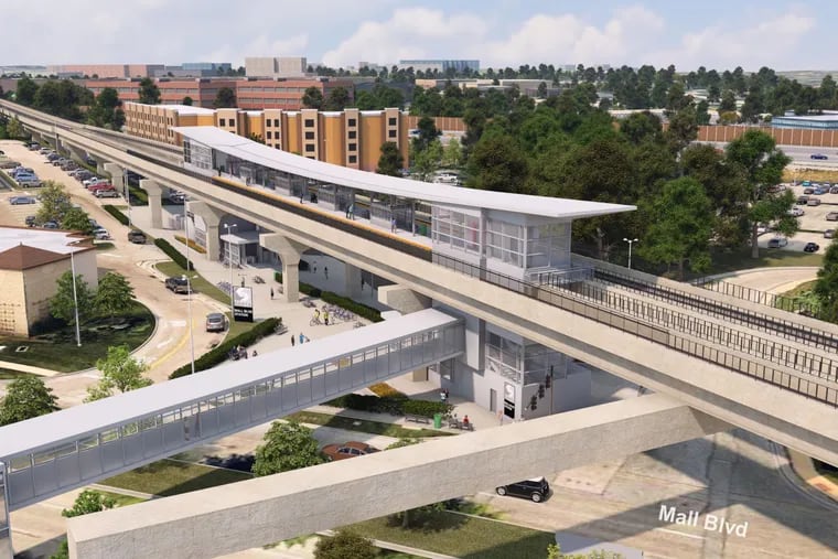 Artist rendering of SEPTA's Mall Boulevard Station along the proposed King of Prussia rail extension.