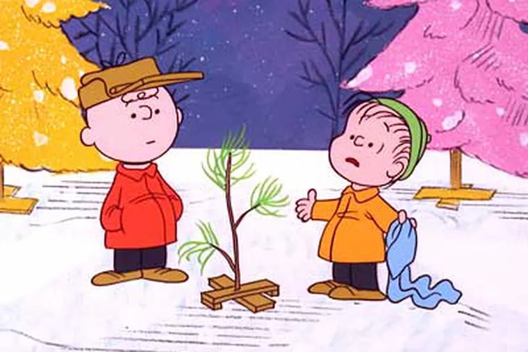 Linus never thought it was a bad little tree. A scene from in "A Charlie Brown Christmas."