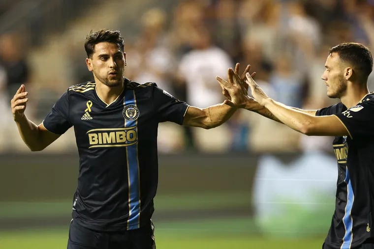 Julián Carranza (left) scored a beautiful goal in the Union's last game, capping off a summer when many European teams were interested in signing him.