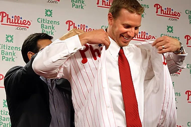 Roy Halladay was officially introduced as the newest Phillie Wednesday afternoon at Citizens Bank Park. (Steven M. Falk/Staff Photographer)