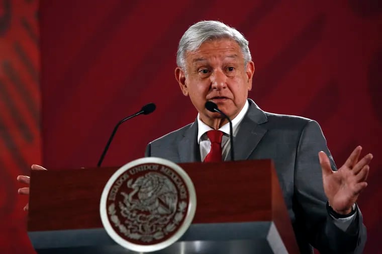 Mexico's President Andrés Manuel López Obrador says Mexico will not respond to U.S. President Donald Trump's threat of coercive tariffs with desperation, but instead push for dialogue, during his daily morning press conference at the National Palace, in Mexico City, Friday, May 31, 2019.