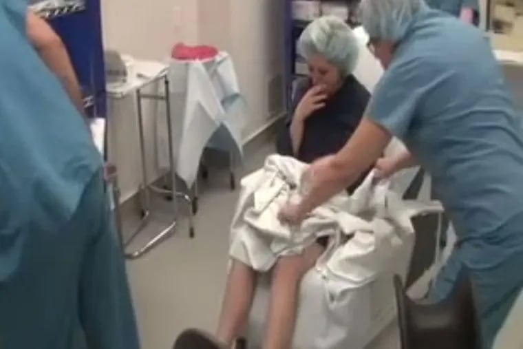 A scene from the video showing Emily Letts having an abortion in November. She has received praise; she also has been roundly criticized. Her video went viral Monday. More than 650,000 hits were recorded by early Wednesday evening.