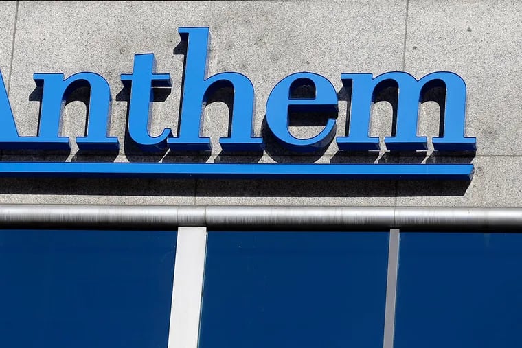This Feb. 5, 2015, file photo shows the Anthem logo at the health insurer's corporate headquarters in Indianapolis. (AP Photo/Michael Conroy, File)