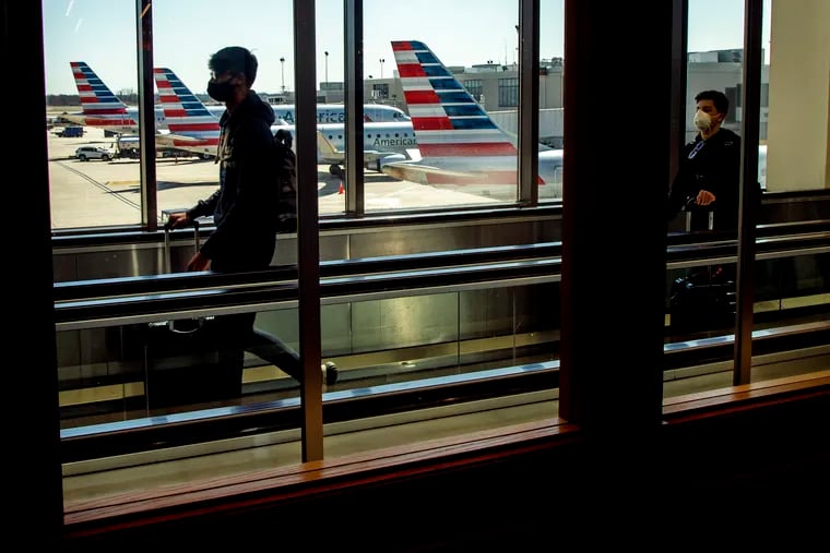 American Airlines planes parked at Philadelphia International Airport. High winds in Dallas have led to staffing shortages and cancelled flights in Philly, the airline said this weekend.