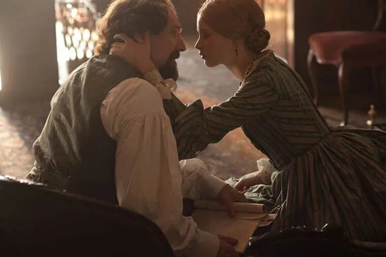A tender, unguarded moment for Ralph Fiennes as Charles Dickens and Felicity Jones as his mistress Nelly Ternan.