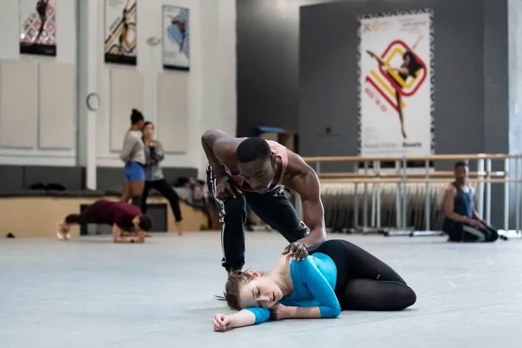 Stanley Glover and Chloe Perkes in rehearsal at BalletX in February.The dance company is one of the groups receiving grant money from the Barra Foundation.