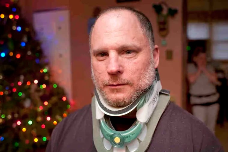 Security guard Howard Rubin, two weeks after he was shot in the neck in December 2010.