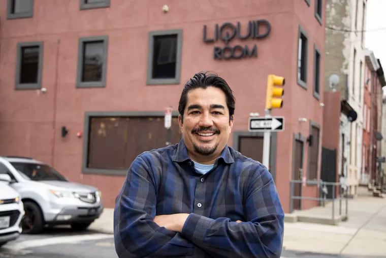 Chef Jose Garces outside of the former Liquid Room, which will become Hook & Master, a pizzeria.