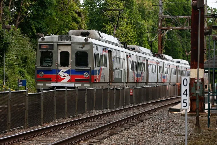 The Chestnut Hill West Line train at the Carpenter Station in West Mount Airy after its conductor was shot Friday, May 10, 2019.
