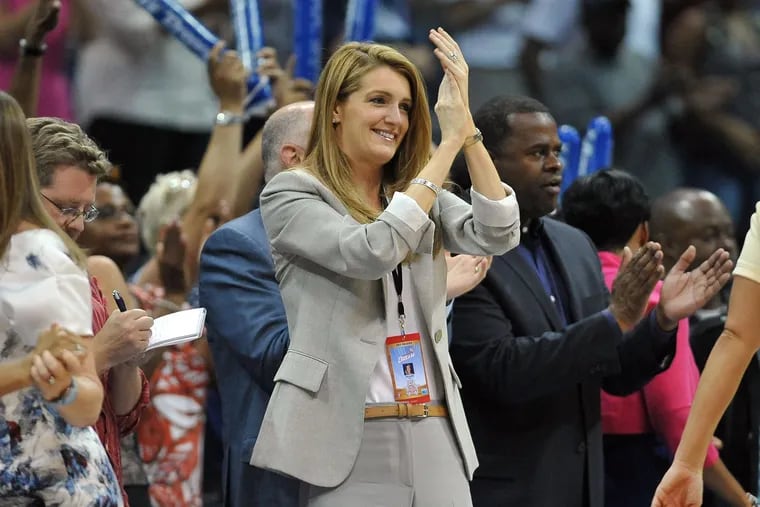 Then-co-owner Kelly Loeffler cheering for the Atlanta Dream during a May 2012 game.