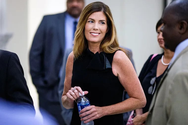 Pennsylvania Attorney General Kathleen Kane takes a morning break during the fifth day of her trial at the Montgomery County Courthouse in Norristown.