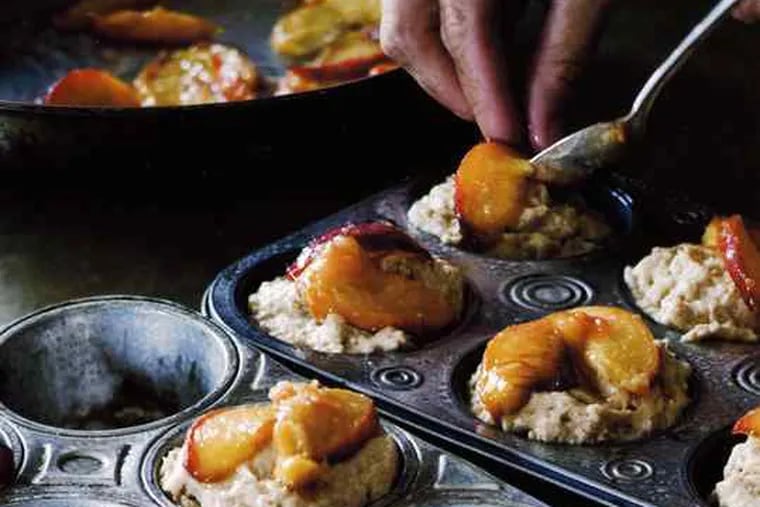 Peaches are used as topping on these muffins. Baking with whole grains &quot;is all about balance,&quot; says cook Kim Boyce, author of &quot;Good to the Grain.&quot; (below)