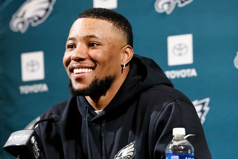 New Eagles running back Saquon Barkley: “When I put this hoodie on, it was definitely a little different."