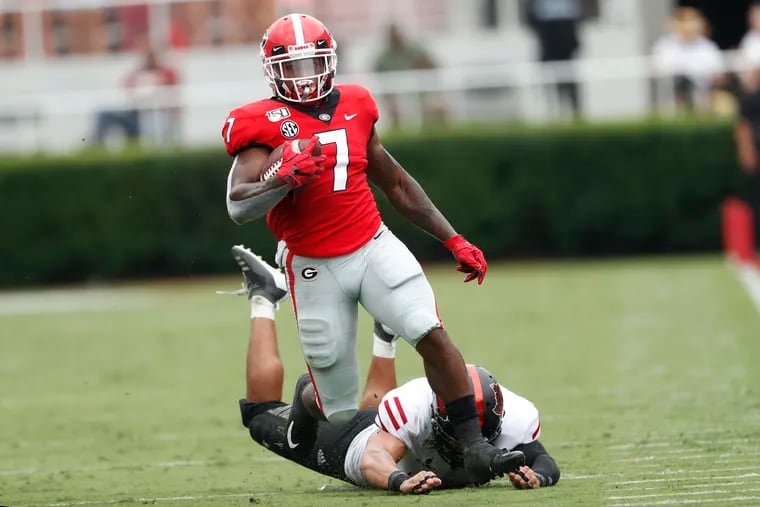 Running back D'Andre Swift, a St. Joe's Prep product, is averaging 9.4 yards per carry for Georgia, which is ranked third in the nation.