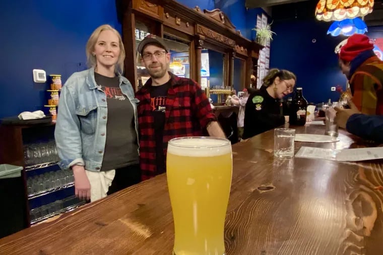 Owners Laura and Todd Lacy at Attic Brewing Co.