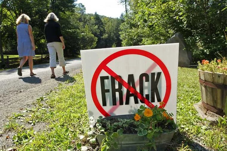 In Sanford, N.Y., a no-fracking sign . A new movie explores the other side of the issue. (Michael Bryant / Staff Photographer)