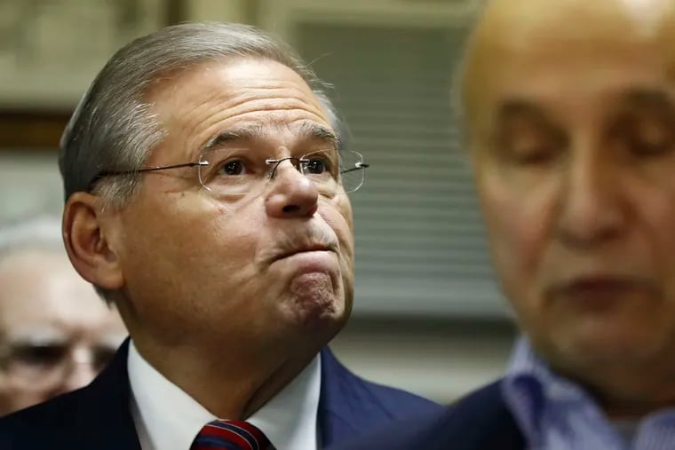 New Jersey Sen. Robert Menendez at a news conference in Union City, N.J. He said his thoughts were with the families torn apart and the Cubans imprisoned and tortured by the Castro government.