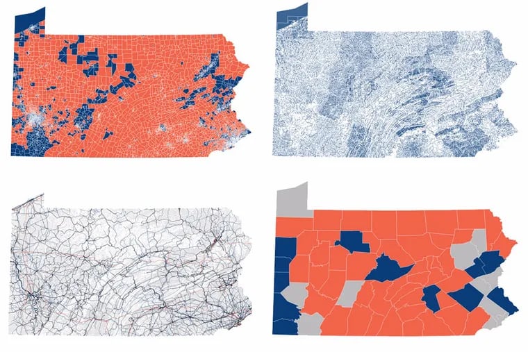 Maps generated using data turned over by House Speaker Mike Turzai during federal gerrymandering trial Agre v. Wolf.