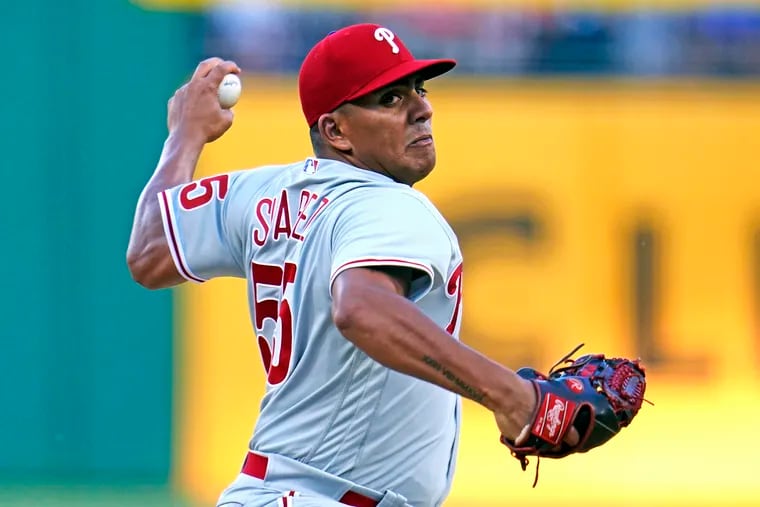 Phillies starting pitcher Ranger Suárez delivers a pitch during the first inning against the Pirates on Saturday in Pittsburgh.