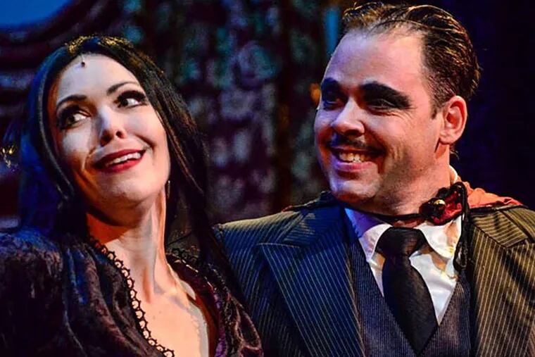 "The Addams Family" at Media Theater stars Jennie Eisenhower as Morticia and Jeff Coons as Gomez, who play their roles for real and thus make sense beyond the laughs they generate. (MARK JORDAN)