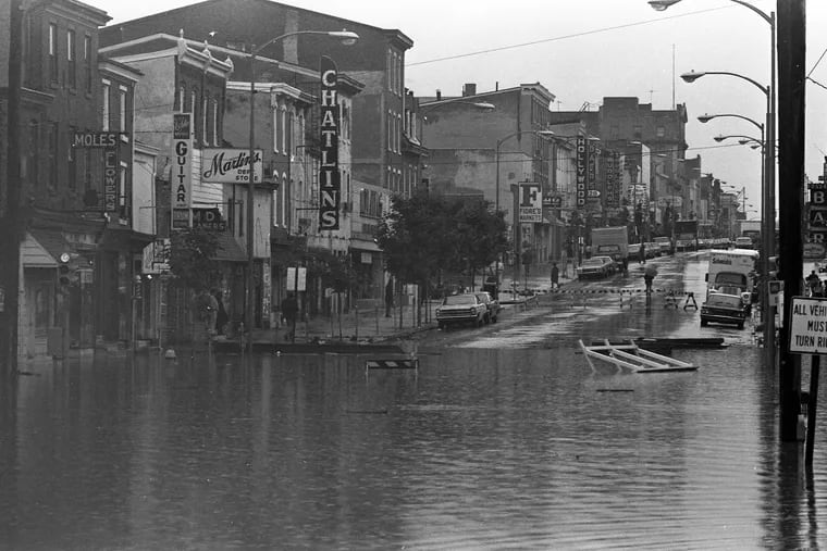 Flooding in Norristown on June 23, 1972, in the aftermath of Agnes.