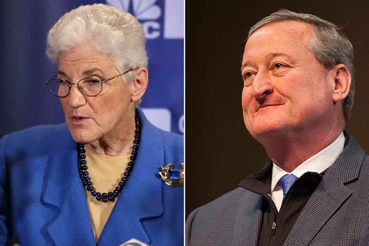 Under Lynne Abraham, left, the D.A.'s office was notorious for the way it handled police-involved shootings. (JOSEPH KACZMAREK / FOR THE DAILY NEWS) Jim Kenney, right, has the endorsement of the FOP. (CHRIS FASCENELLI / STAFF PHOTOGRAPHER)