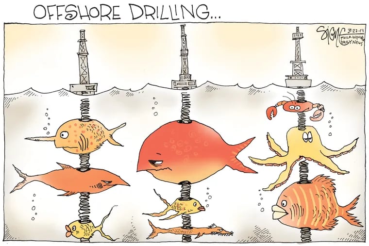 Political Cartoon: Offshore drilling for fish