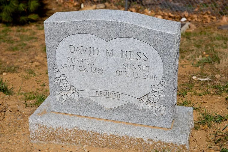 The gravestone of David Hess at Merion Memorial Park