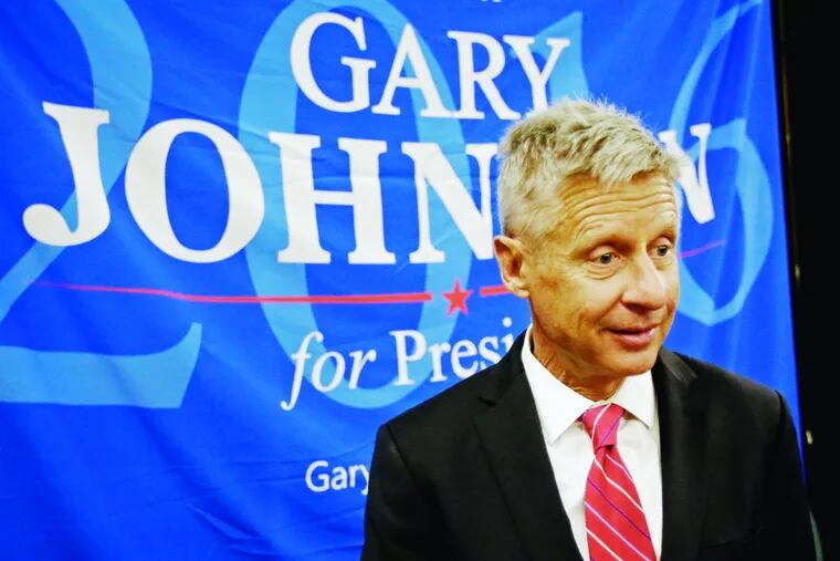 Libertarian presidential candidate Gary Johnson speaks to supporters and delegates at the National Libertarian Party Convention, Friday, May 27, 2016, in Orlando, Fla.