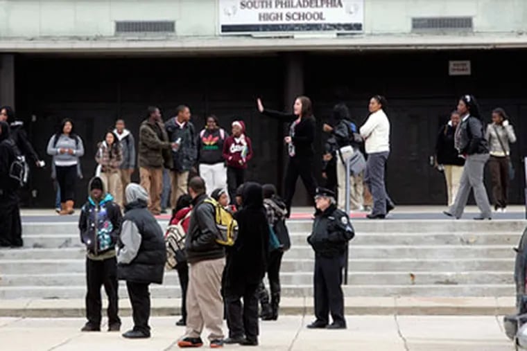 File photo of South Philadelphia High School, where incidents directed at Asian students brought attention to school violence.  Now, African and Caribbean students say they are targets in Southwest Philadelphia.
