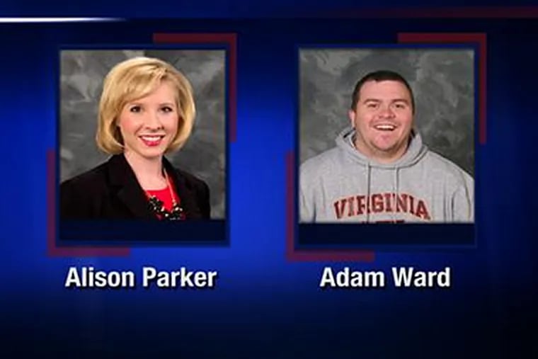 Reporter Alison Parker and cameraman Adam Ward were fatally shot while doing a live, on-air interview in central Virginia. (Photo provided via news station's Twitter account)