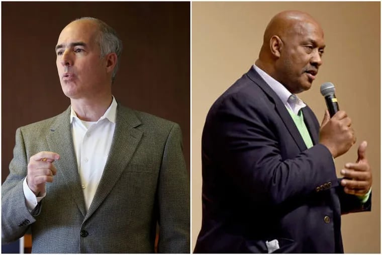 U.S. Sen Bob Casey, left, and U.S. Rep. Dwight Evans are introducing legislation to help gun violence victims and survivors find and obtain state, federal and local aid. Their bills come in response to a 2018 Inquirer investigation.