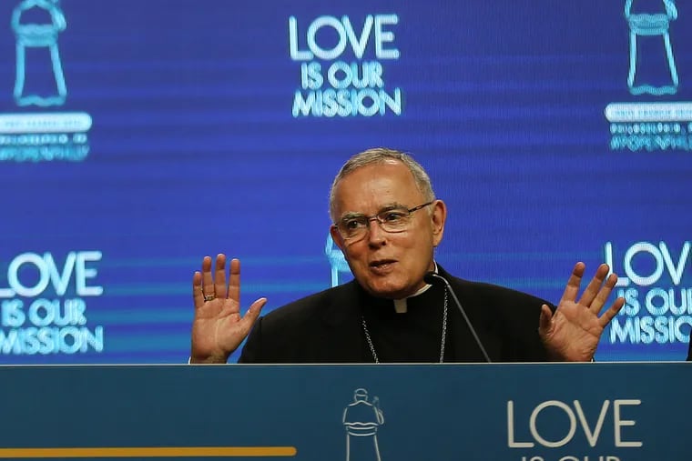 Archbishop Charles J. Chaput speaks during a news conference about the
Papal visit at the Pa. Convention Center in Philadelphia, PA on
September 28, 2015.