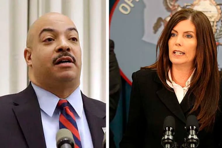 Philadelphia's district attorney rebuked state Attorney General Kathleen G. Kane on Friday March 21, 2014.