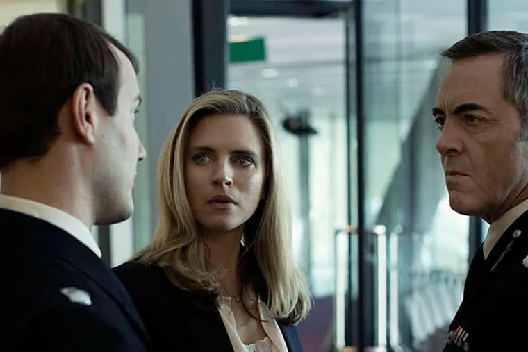 The unfunny police comedy &quot;Babylon&quot; features (from left) Jonny Sweet, Brit Marling, and James Nesbitt. (DEAN ROGERS)