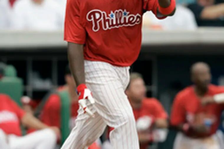 Ryan Howard , homering against the Indians yesterday, did not accept a deal he was offered, so the Phils renewed him for one year.