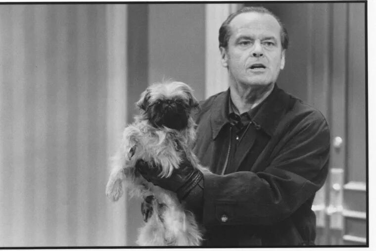 Obsessive-compulsive disorder sufferer Melvin Udall (Jack Nicholson) prepares to throw his neighbor&#039;s dog Verdel (Jill) down the garbage chute in the TriStar Pictures Presentation of the Gracie Films Production &quot;As Good As It Gets&quot;Photo: Ralph Nelson