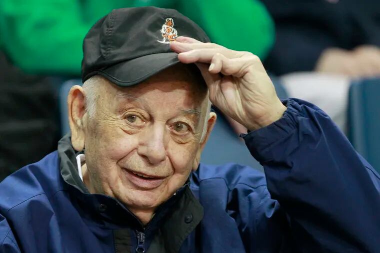 Former Princeton Basketball Coach Pete Carril at the Richmond-La Salle game at Tom Gola Arena in 2015.