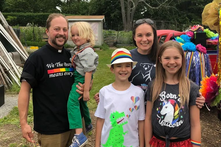 Rebekah Bruesehoff (far right) with her parents and siblings at Orange County, NY Pride in June 2018.