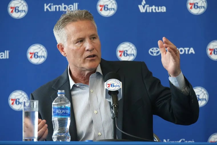 Sixers coach Brett Brown speaks during Thursday's press conference. 