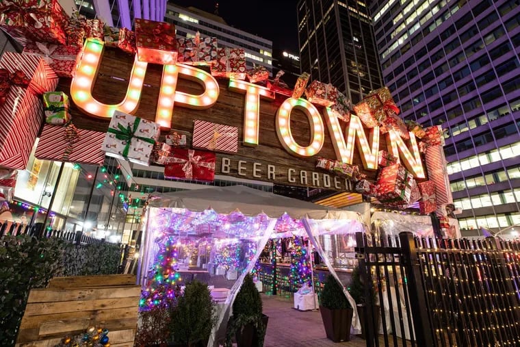 Uptown Beer Garden at 16th Street and JFK Boulevard is decorated as U-Ville for the holidays.