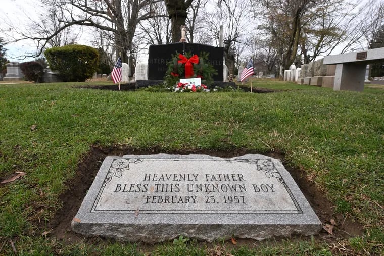 The gravesite of the Boy in the Box is shown on Thursday at the Ivy Hill Cemetery and Crematory in Philadelphia.
