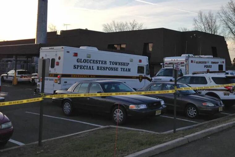 Gloucester Township Special Response Team personnel were on the scene after a shooting early this morning at the township police department. (Emily Babay / Philly.com)